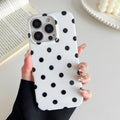Cute Aesthetic Polka Dot Case for iPhone 15 White Raised Edge Protection Soft Anti-Scratch Back Slim Glossy by Merch Section