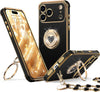 Heart Bling Luxury Case with Double Ring Kickstand for iPhone 17 Pro Black