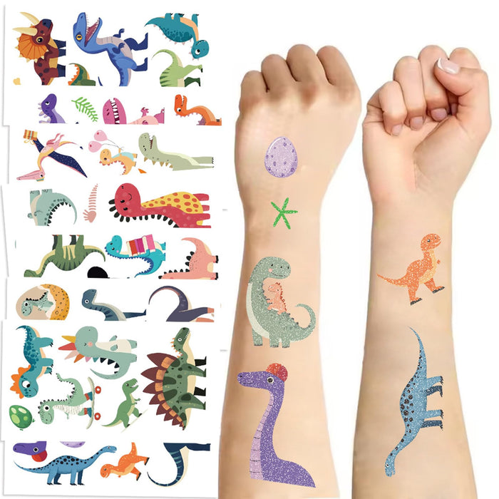 SBOBUY Dinosaur Temporary Tattoos 10 Sheets Blue Cartoon Kids Party Favors by Deal US