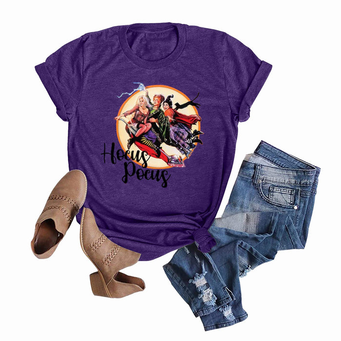 Anbech Hocus Pocus Sanderson Sisters Graphic Tee Dark Purple Size S by Deal US