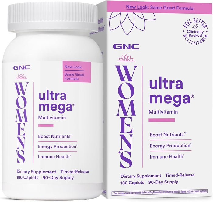GNC Women's Ultra Mega Multivitamin Caplets, 180 Count (Best By 11/2026) by Price Is Right Miami