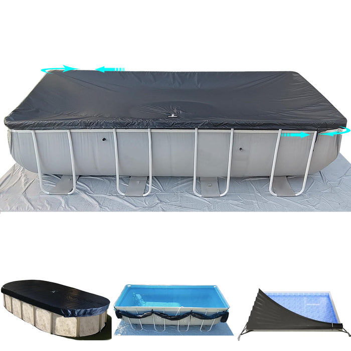 SIHAIAN 16x28Ft Oval Pool Cover UV Weather Resistant Side Storage by Deal US