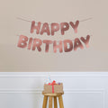 JunyRuny Pre-Strung Happy Birthday Banner Rose Gold Glitter Party Decor by Deal US