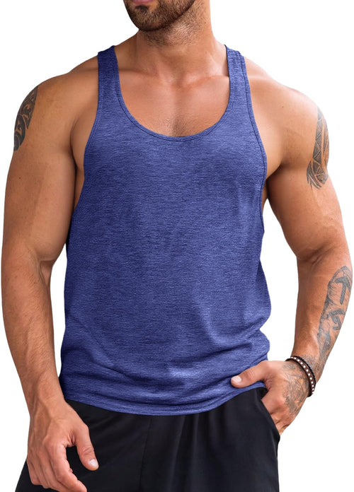 Runcati Mens Workout Stringer Tank Top Gym Muscle Athletic Blue Size XL by Deal US