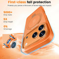 Magnetic Ring Stand Case for iPhone 17 Pro Orange Military-Grade Anti-Scratch Translucent Matte Cover by Merch Section