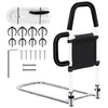 Okvpajdo Adjustable Bed Rail with 2Grab Bars Safety Guard Black White King Queen