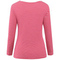 LilyCoco Womens Striped Long Sleeve Boat Neck Shirt Red Size M by Deal US