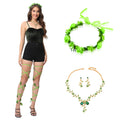 Xintorch Halloween Ivy Rave Leg Wraps Necklace Earrings Hairband Set Green by Deal US