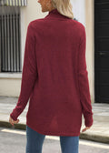 Vanfany Womens Lightweight Open Front Cardigan Knit Burgundy Size XL by Deal US