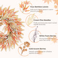 OEOPIUR Fall Wreath Front Door Decor Large Orange Autumn Leaves Indoor Outdoor by Deal US