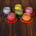 4OUR FAITH Matki Wax Filled Diya Set Handpainted Terracotta 6 Pc Multicolor by Deal US