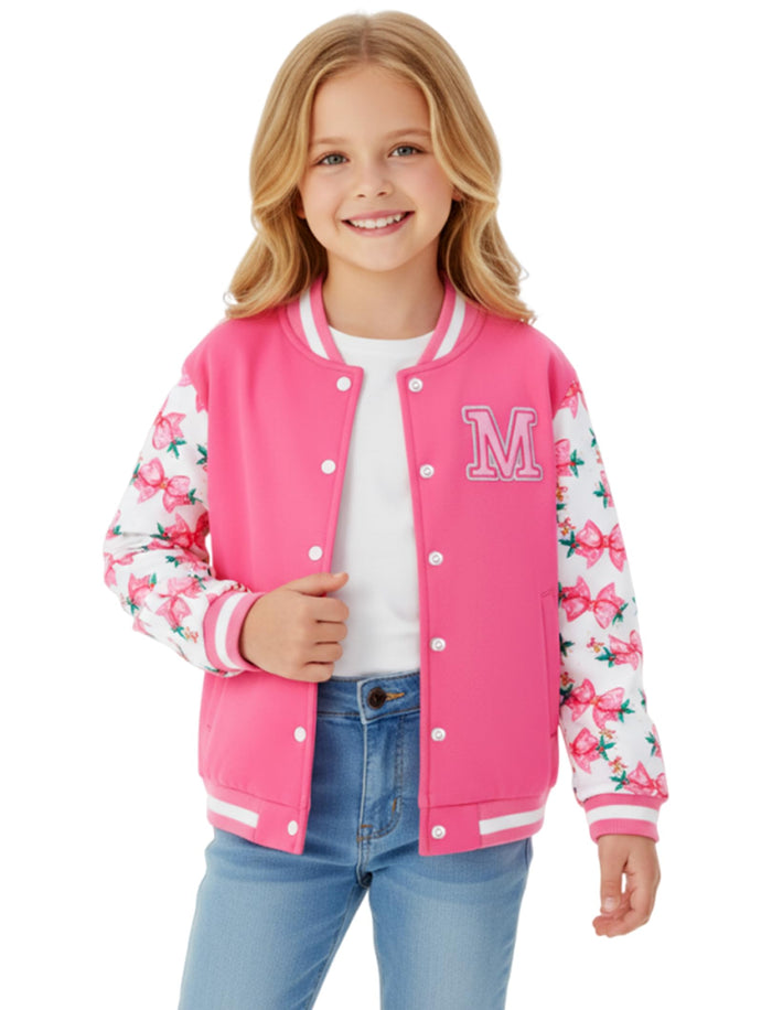 PATPAT Girls Varsity Baseball Jacket Pink Lightweight Coat Size 4-5T by Deal US