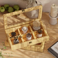Fllamo Rattan Storage Box with Lid 6 Compartments Brown 11.8x7.8x3in by Deal US
