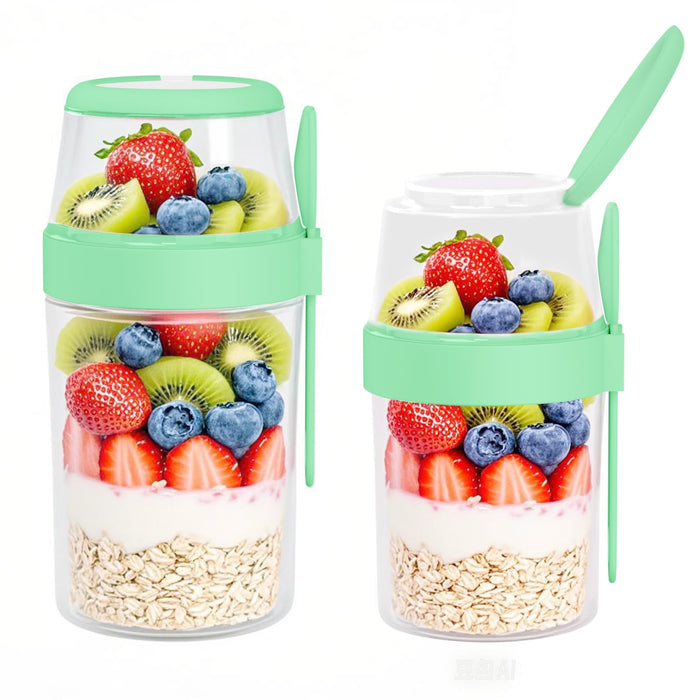 Kendyy 2 Pack Leak Proof Overnight Oats Container with Spoon Green by Deal US