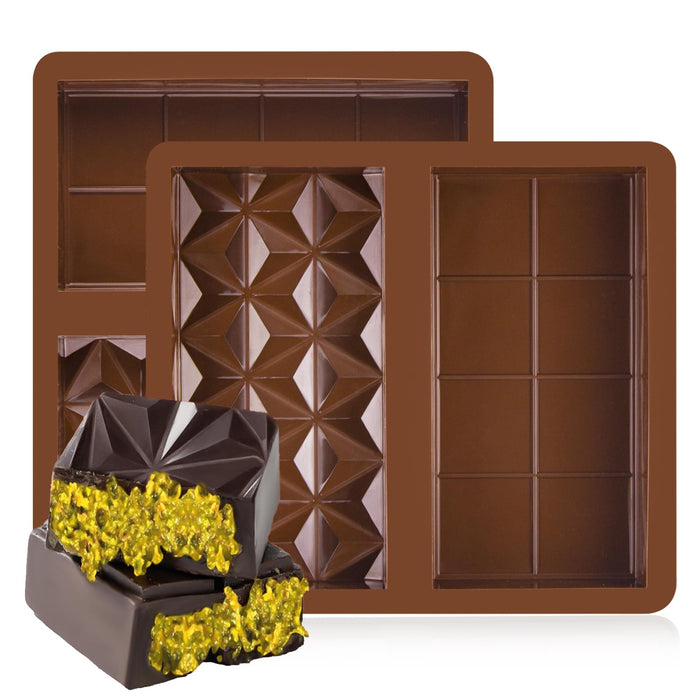 BMSQOFD Silicone Chocolate Bar Molds 2 Pack 1in Deep Brown Dubai Pistachio by Deal US