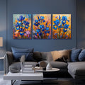 HTTART Blue Iris Flower Oil Painting Wall Art Van Gogh Style 12x16 Set of 3 by Deal US