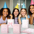 BOXOB Pink Bow Gift Bags 12pcs 8.27x6.3x3.15in Pink White Party Favor by Deal US