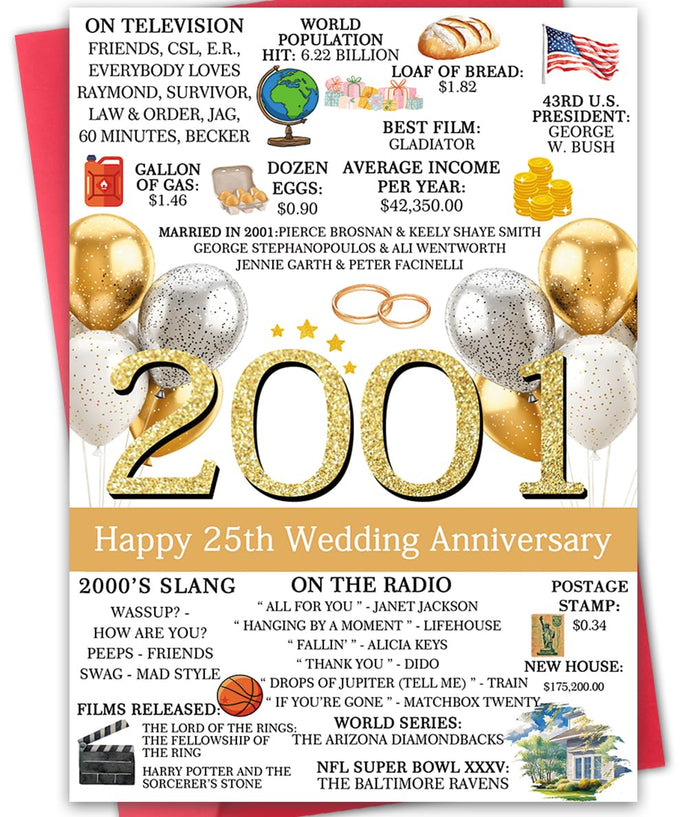 Hongshan 25th Wedding Anniversary Card for Couple Vintage hs-235 by Deal US