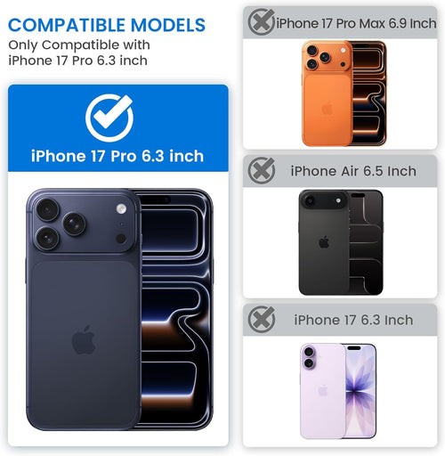 Privacy Screen Protector Case for iPhone 17 Pro 6.3" Black Ring Kickstand Military-Grade by Merch Section