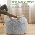 HIGOGOGO Round Faux Fur Stuffed Pouf Ottoman 26x18 Light Grey by Deal US
