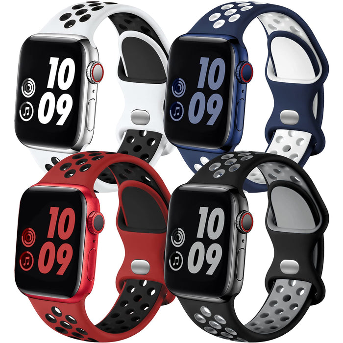 Watch Sport Bands 4 Pack — Breathable Silicone Straps for Series 1-11, SE & Ultr