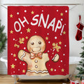 QIONG MENG Gingerbread Christmas Shower Curtain Fabric 71x71 Inch with Hooks by Deal US