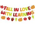 YWLACC Fall in Love with Learning Classroom Banner Autumn Leaves Pumpkin by Deal US