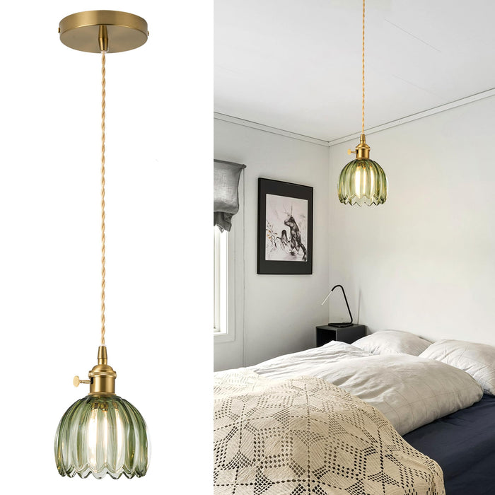 puncoll Vintage Small Pendant Light Green Glass Kitchen Island H2509-GR by Deal US