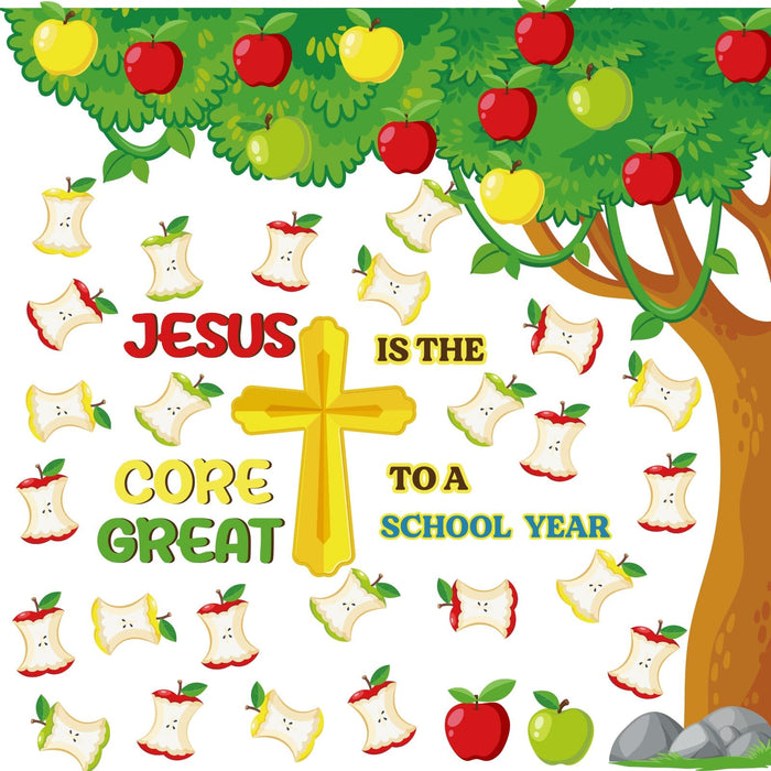 Zonon Religious Classroom Bulletin Board Set Christian Fall Apple Cutouts by Deal US