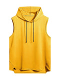 VIPWOLF Men's Sleeveless Hoodie Tank Top Drawstring High Low Hem Yellow Size L by Deal US