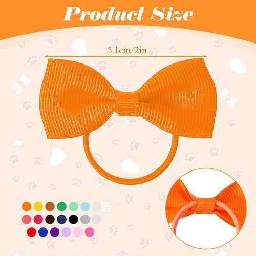 HJZHII 40 Pcs Dog Hair Bows with Rubber Bands, Puppy Dogs Hair Barrettes Bows Mix Colors Small Pet Hairs Bow Pet Grooming Bow for Hairs Costume Accessories