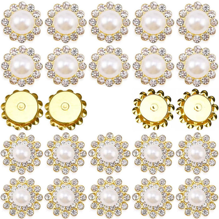 TKDUJH 100pcs Crystal Gem Sew On Rhinestone Pearl White 12mm 14mm Flower by Deal US