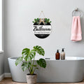 CHDITB Summer Bathroom Wooden Sign Tropical Palm Tree 11.4x11.4 in Portrait by Deal US