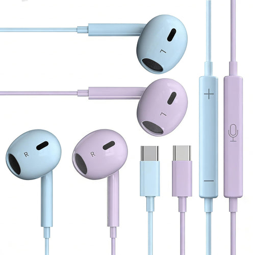 Packs USB C Headphones，Type C for iPhone Wired Headphones for iPhone 16/15/17 Ea