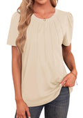 Agnes Urban Womens Pleated Floral Tunic Top Apricot Soft Style Size M by Deal US