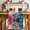 Perdecor Spring Hummingbird Pink Petals Table Runner 13x70in Cotton Linen by Deal US
