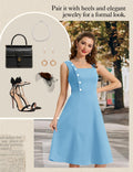 Bbonlinedress Womens Vintage Cocktail Dress Sleeveless A-line Midi Blue Size S by Deal US