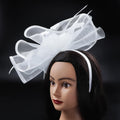 Needzo White Floral Feather Mesh Fascinator Headband Hair Clip One Size by Deal US