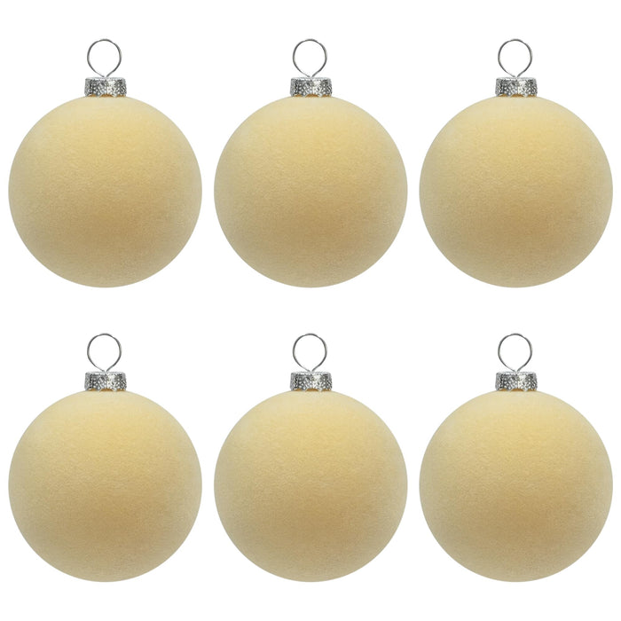 KI Store Beige Velvet Christmas Balls Ornaments 6pcs 2.36in Party Decor by Deal US