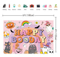 CUMIA Groovy Happy BooDay Banner Backdrop 6x4FT Boho Rainbow Ghost Halloween by Deal US