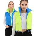 Xeoxarel Women's Reversible Puffer Cropped Vest Full Zip Sleeveless Green Blue M by Deal US