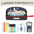 ECHSRT Pencil Case Flat Zipper Organizer Pouch Small Black for Men Women by Deal US