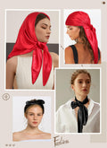 Large Head Scarf for Women Satin Hair Scarf 2Pcs Square Silk Head Scarf Band