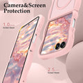 Curly Wavy Frame Case for Samsung Galaxy Z Flip 7 Translucent Matte with MagSafe Pink by Merch Section