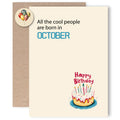 MOSSSH October Birthday Cards with Envelope Sticker Black Letter Print by Deal US