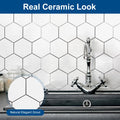 Yipscazo Hexagon Peel Stick Backsplash Tile SPC Faux Marble Pure White 1 Sheet by Deal US