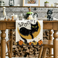 Artoid Mode Halloween Table Runner Black Cat Pumpkins Moon 13x72 Inch Beige by Deal US
