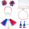 Hicarer 80s Women Tutu Set Pom Pom Headband Necklaces Earrings Red Blue White M by Deal US