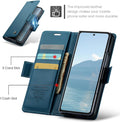 PU Leather Magnetic Flip Wallet Case for Samsung Galaxy Z Fold 6 with Card Holder Kickstand Blue by Merch Section