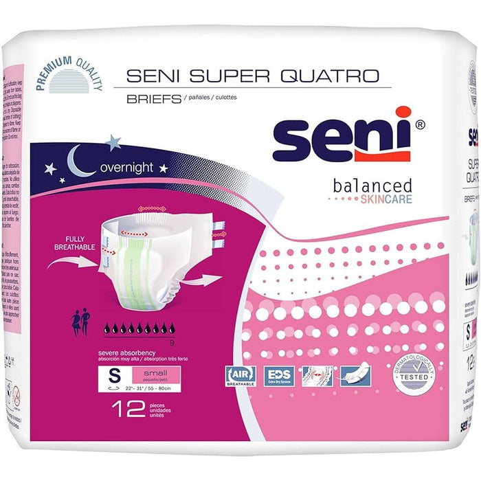 Seni Super Quatro Adult Diapers / Briefs (Size Large, Case of 36 Count) by Pasteur Pharmacy